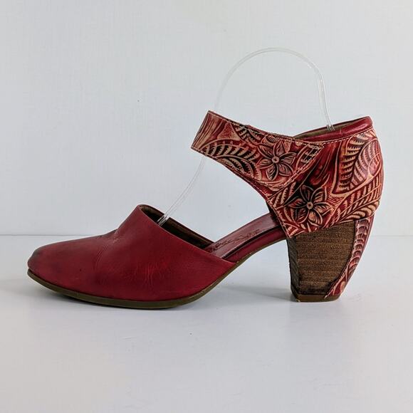 Spring Step Shoes L'Artiste Toolie Womens 41 Red Heels Leather D'Orsay Mary Jane - Picture 7 of 16